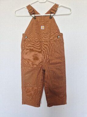 Carhartt 24 Months Toddler Bib Overalls Brown Cotton Canvas Leg-Snap Adjustable
